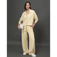 Calça Feminina Linho Misto Calvin Klein Jeans - Amarelo Manteiga - 3