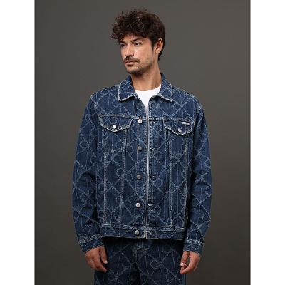 Jaqueta Jeans Masculina Trucker Estampa Aop Calvin Klein Jeans - Azul Médio