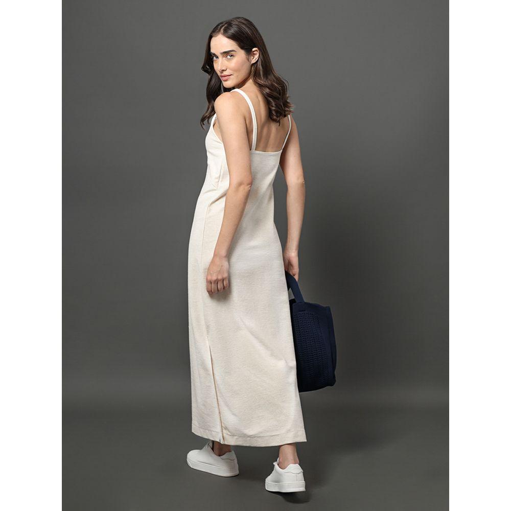 Vestido Feminino Midi Linho Calvin Klein Jeans - Off White - 2