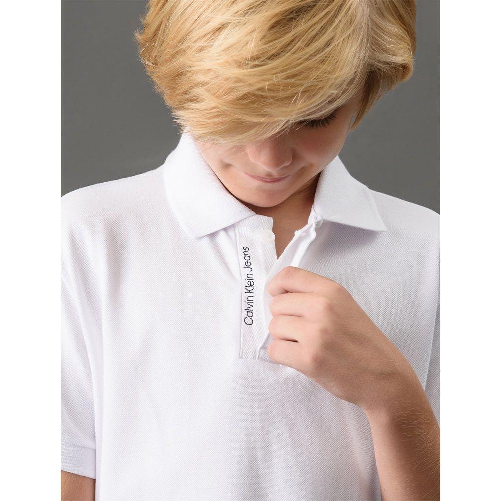Polo Menino Peitilho Cadarço Calvin Klein Jeans - Branco - 4