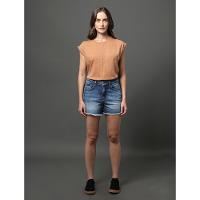 Shorts Jeans Feminino Barra Desfiada Calvin Klein Jeans - Azul Médio - 3