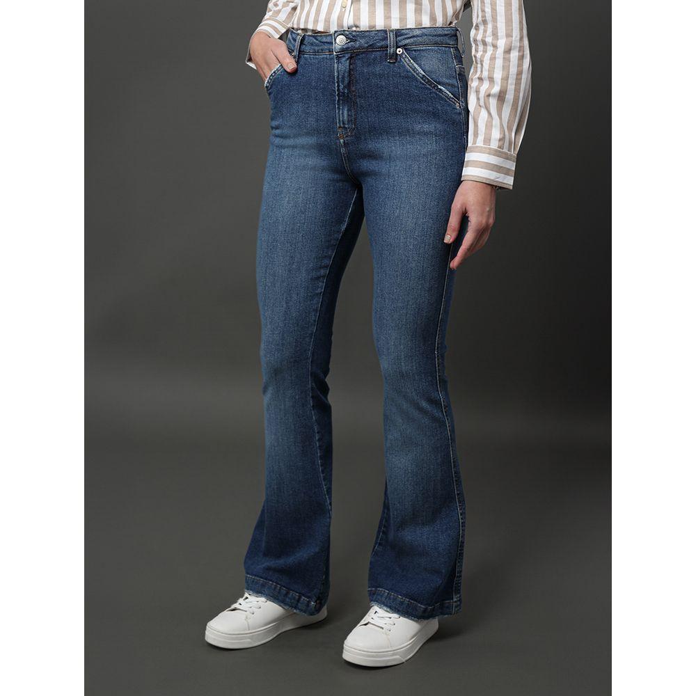 Calça Jeans Feminina Flare Bolso Faca Calvin Klein Jeans - Marinho - 1