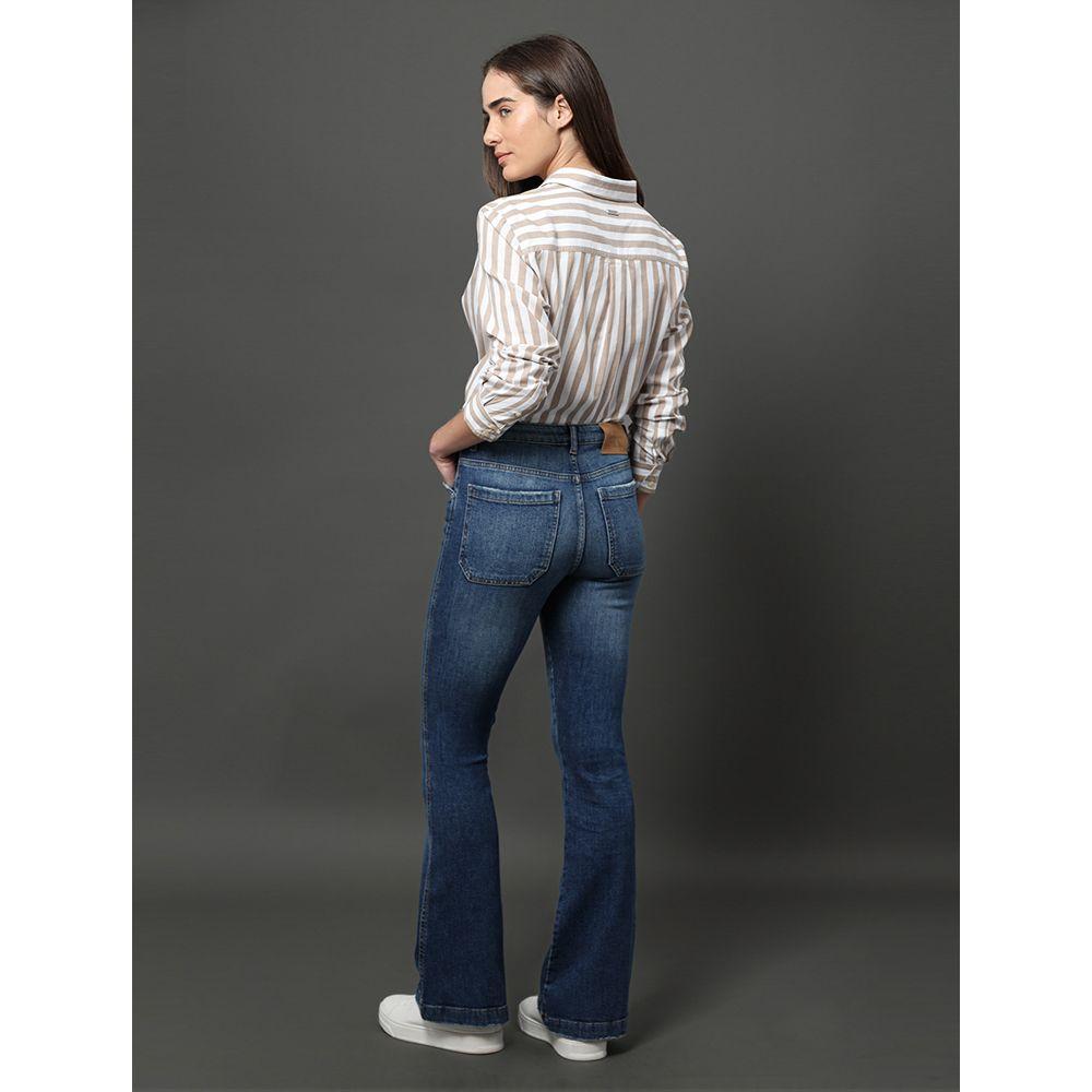 Calça Jeans Feminina Flare Bolso Faca Calvin Klein Jeans - Marinho - 2