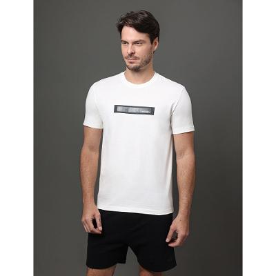 Camiseta Masculina Stripe Logo Gel Calvin Klein - Off White