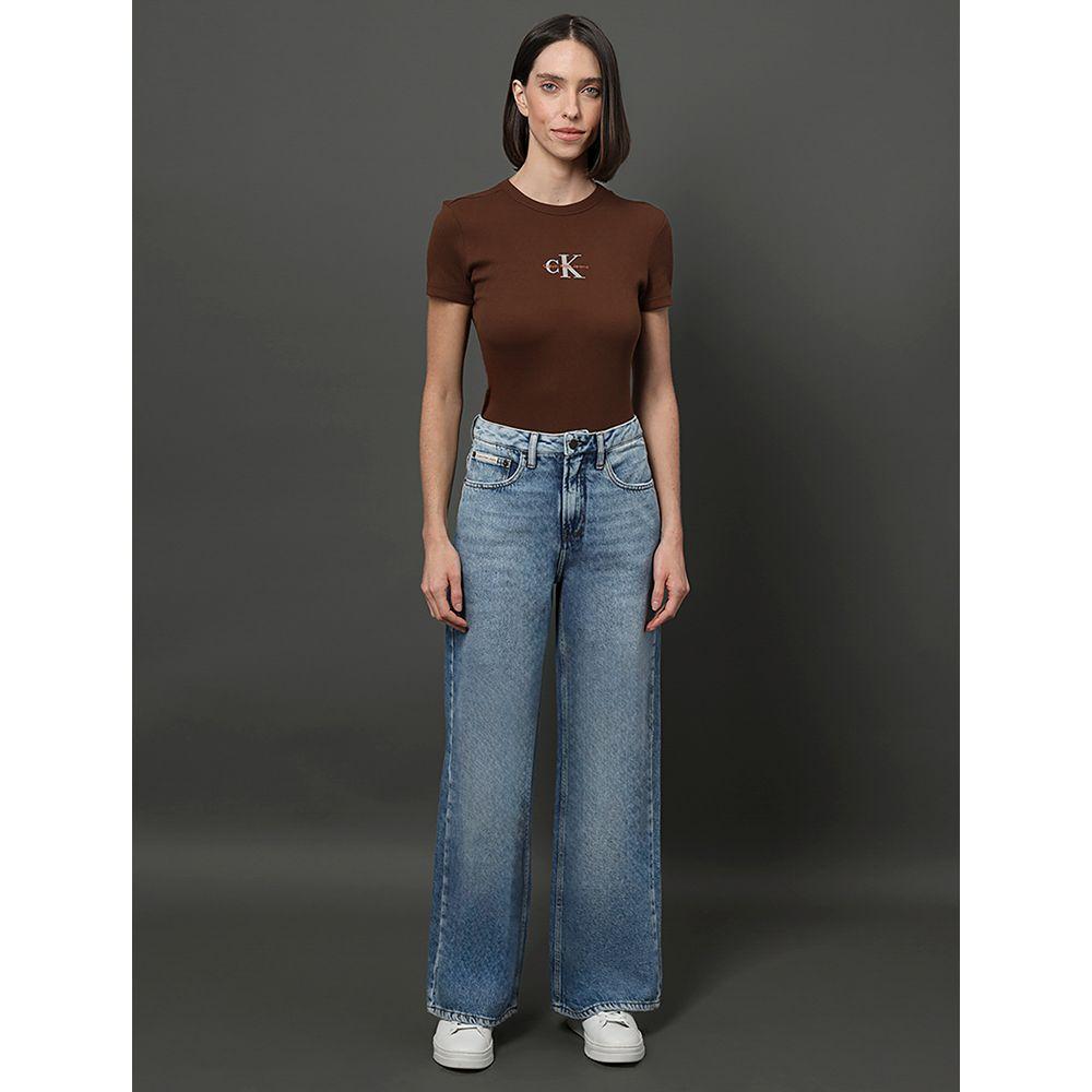 Calça Jeans Feminina Wide Leg 5 Pockets Calvin Klein Jeans - Azul Claro - 3