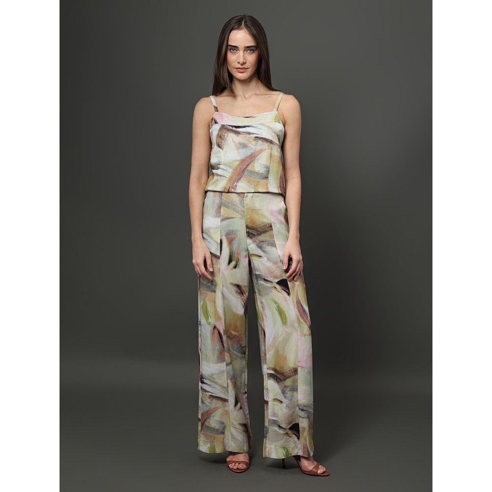 Calça Feminina Linho Misto Estampada Calvin Klein Jeans - Amarelo Manteiga - 3