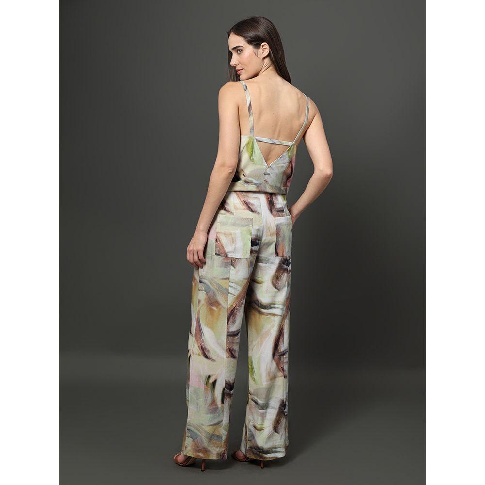 Calça Feminina Linho Misto Estampada Calvin Klein Jeans - Amarelo Manteiga - 2