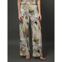 Calça Feminina Linho Misto Estampada Calvin Klein Jeans - Amarelo Manteiga - 1