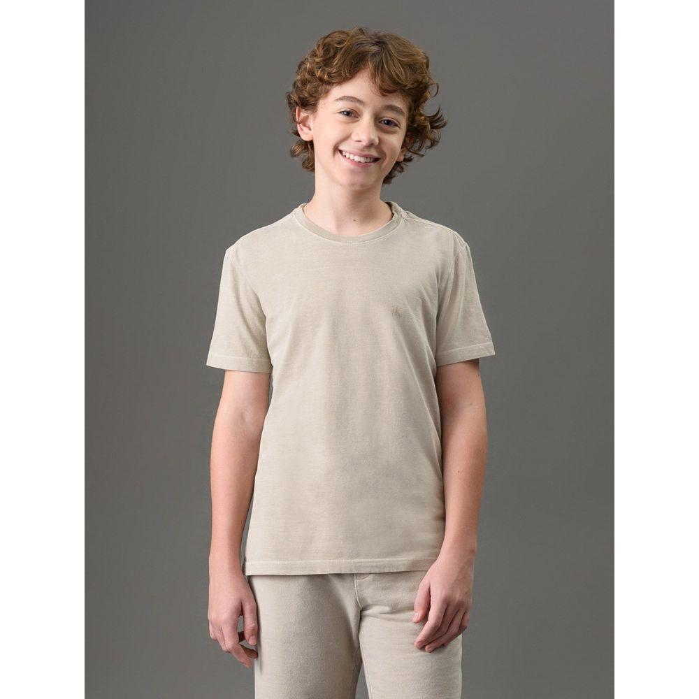 Camiseta Menino Monogram Pigmento Calvin Klein Jeans - Caqui Claro - 1