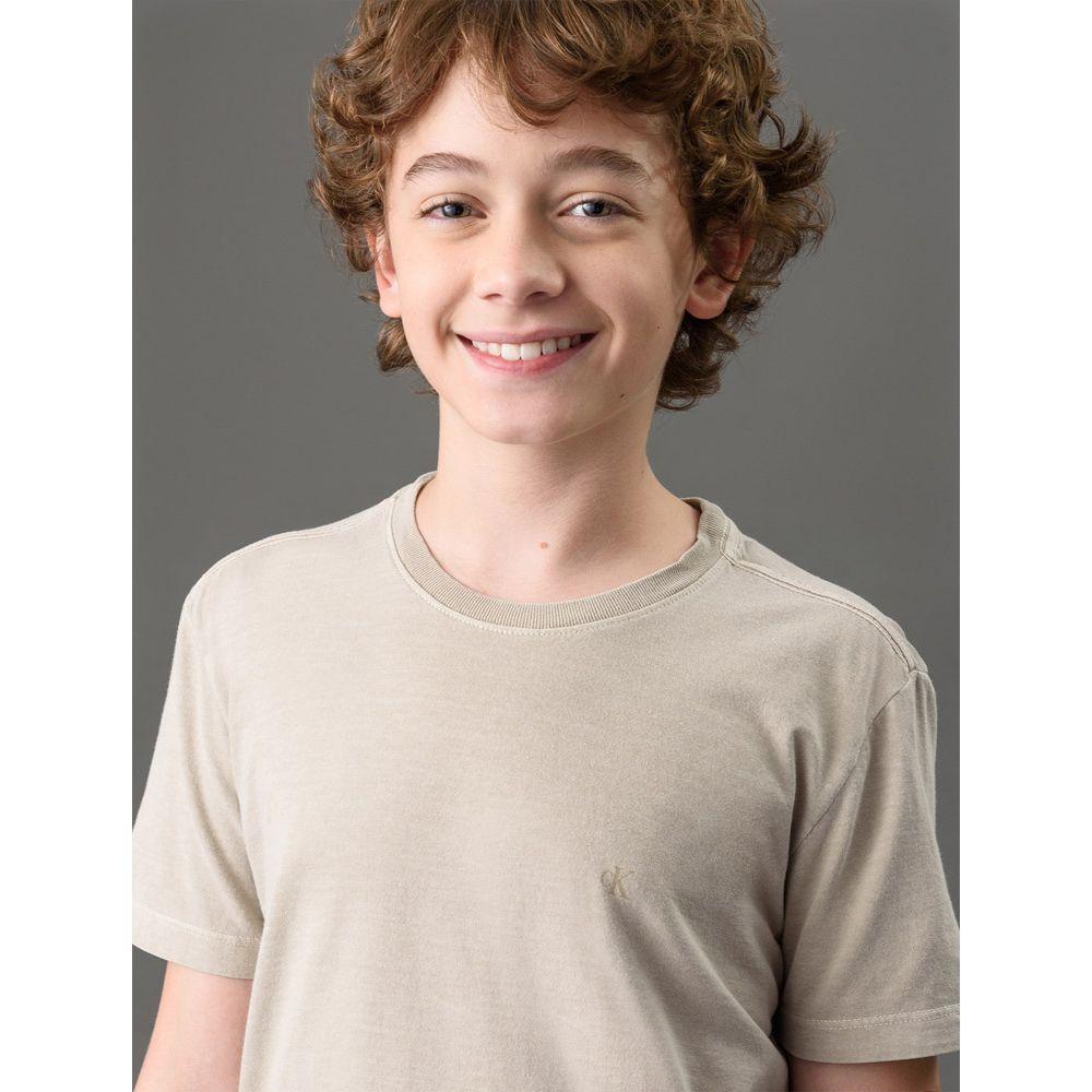 Camiseta Menino Monogram Pigmento Calvin Klein Jeans - Caqui Claro - 4