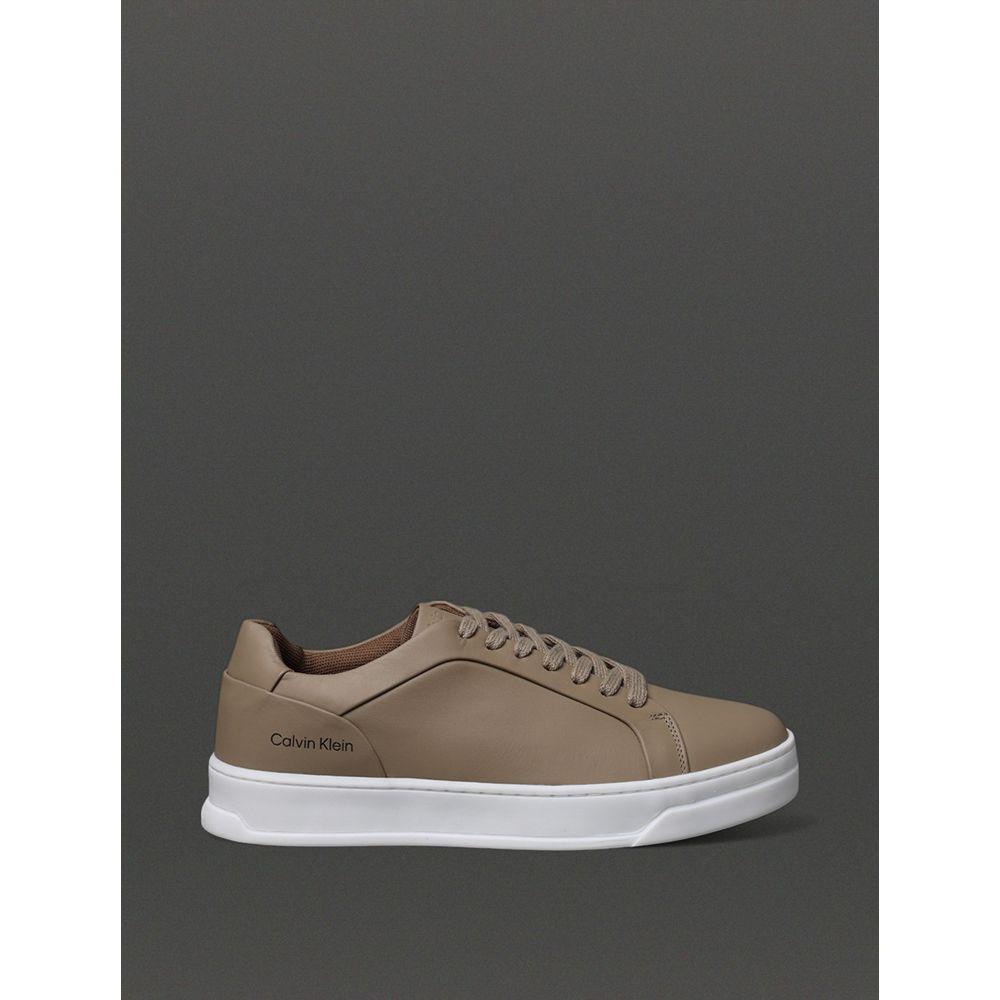 Tênis Masculino Couro Calvin Klein - Caqui Claro - 1