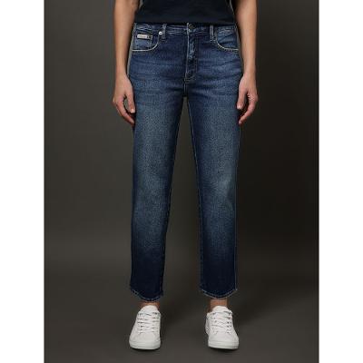 Calça Jeans Feminina Cropped Straight Calvin Klein Jeans - Marinho