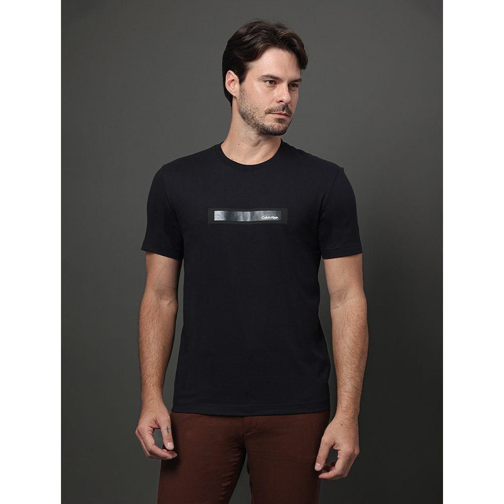 Camiseta Masculina Stripe Logo Gel Calvin Klein - Preto - 1