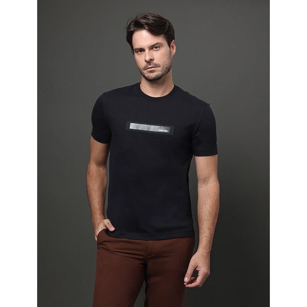 Camiseta Masculina Stripe Logo Gel Calvin Klein - Preto - 5