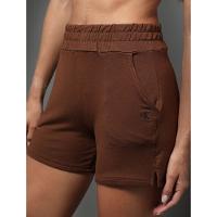 Shorts Feminino Fendas Moletinho Calvin Klein Underwear - Marrom