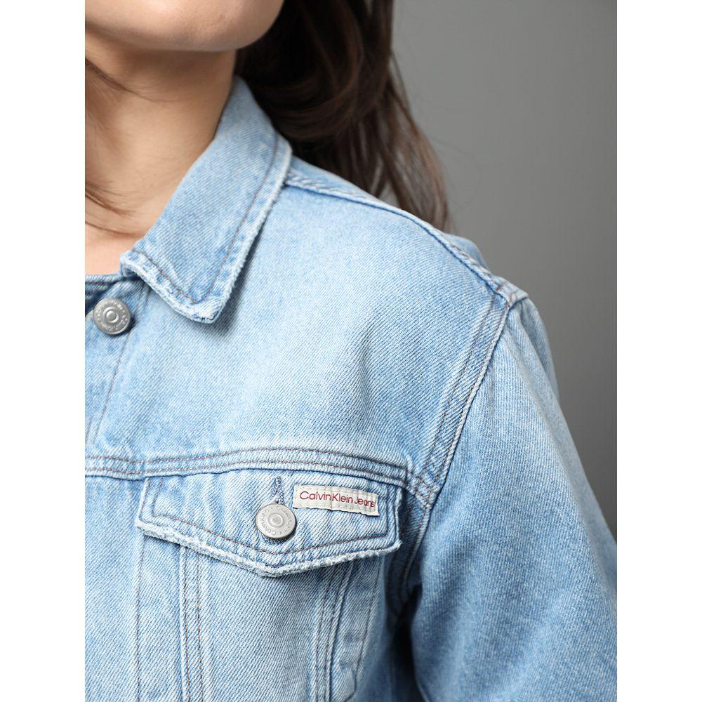 Jaqueta Jeans Feminina Trucker Calvin Klein Jeans - Azul Claro - 4
