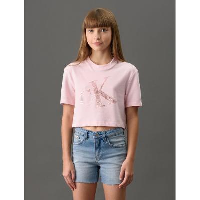 Camiseta Menina Foil Calvin Klein Jeans - Rosa Claro