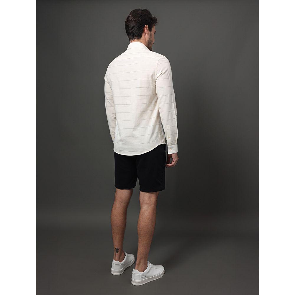 Camisa Masculina Slim Cotton Stripes Calvin Klein - Off White - 2