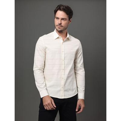 Camisa Masculina Slim Cotton Stripes Calvin Klein - Off White