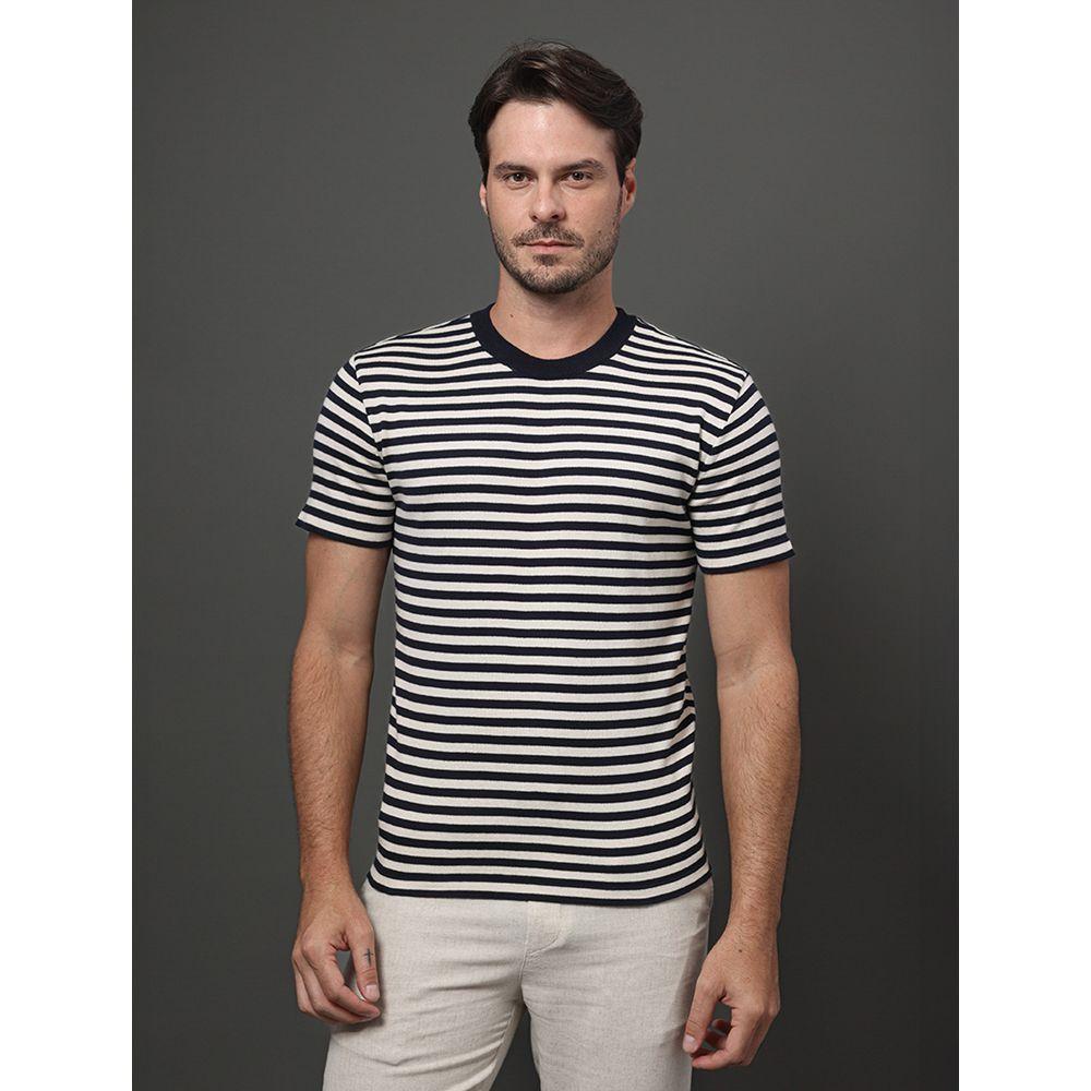 Camiseta Masculina Tricot Listras Calvin Klein - Marinho - 1