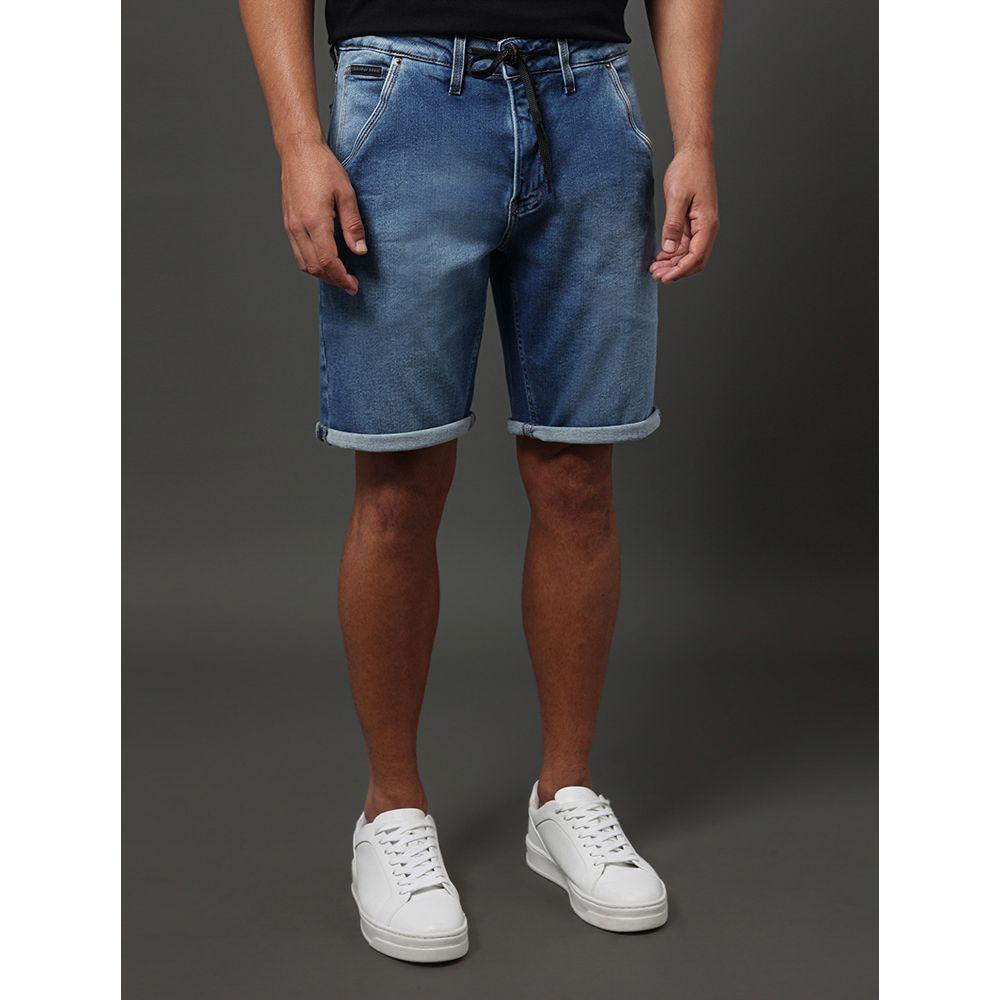 Bermuda Jeans Masculina Bolso Faca Calvin Klein Jeans - Azul Médio - 1