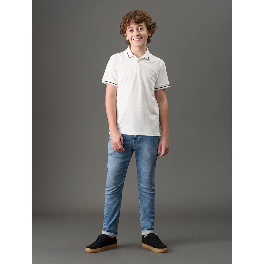Polo Menino Logo Calvin Klein Jeans - Off White - 3