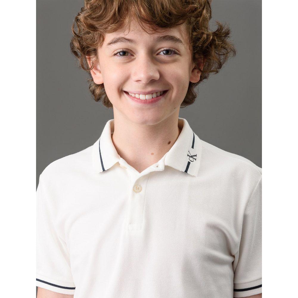 Polo Menino Logo Calvin Klein Jeans - Off White - 4
