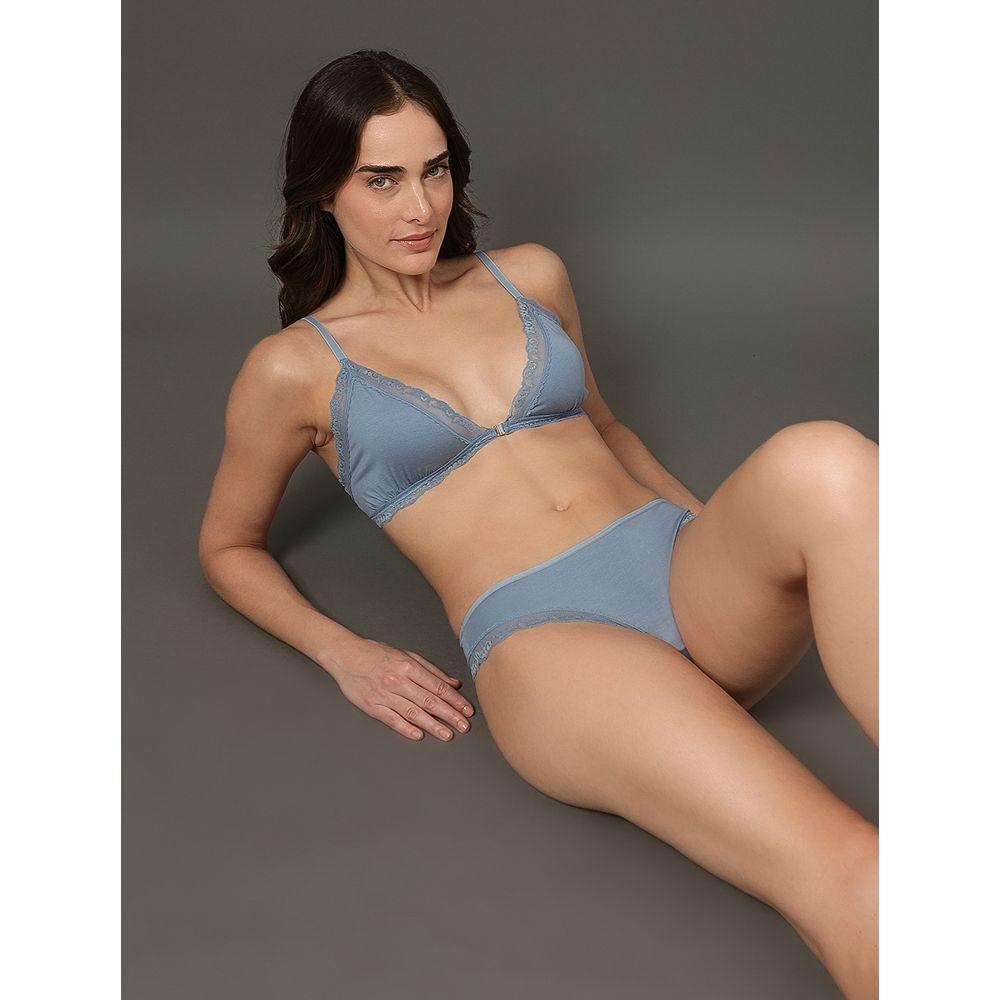 Calcinha Fio Dental Modal Lace Calvin Klein Underwear - Azul Claro - 5