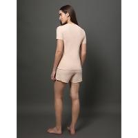 Pijama Feminino Camiseta e Short Canelado Calvin Klein Underwear - Nude - 2