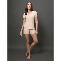Pijama Feminino Camiseta e Short Canelado Calvin Klein Underwear - Nude - 3