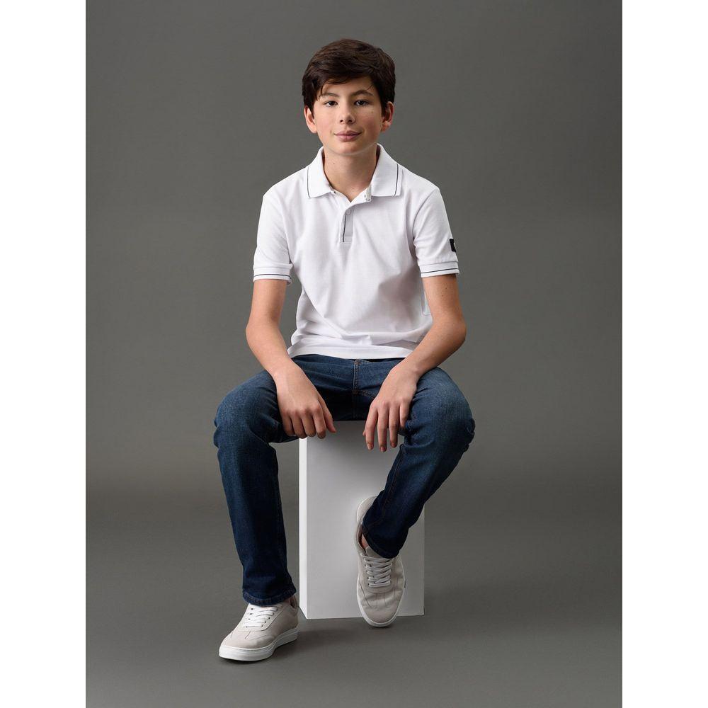 Polo Menino Etiqueta Manga Calvin Klein Jeans - Branco - 5
