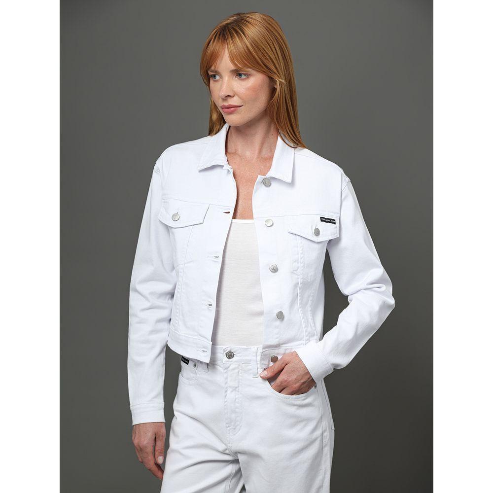 Jaqueta Feminina Overshirt Cropped Natural Calvin Klein Jeans - Off White - 5