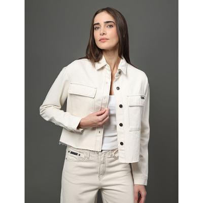 Jaqueta Feminina Overshirt Cropped Natural Calvin Klein Jeans - Off White