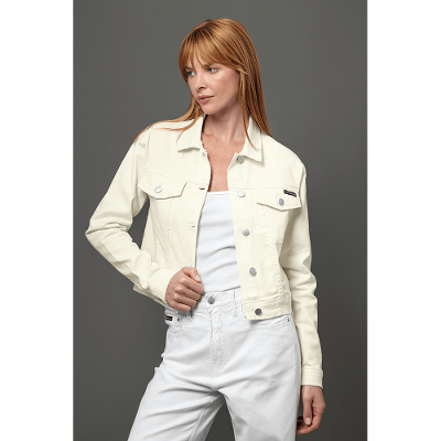 Jaqueta Feminina Overshirt Cropped Natural Calvin Klein Jeans - Off White