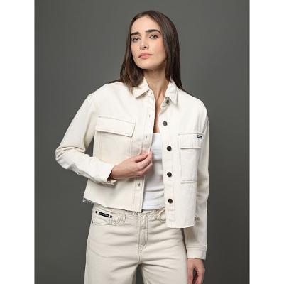 Jaqueta Feminina Overshirt Cropped Natural Calvin Klein Jeans - Off White