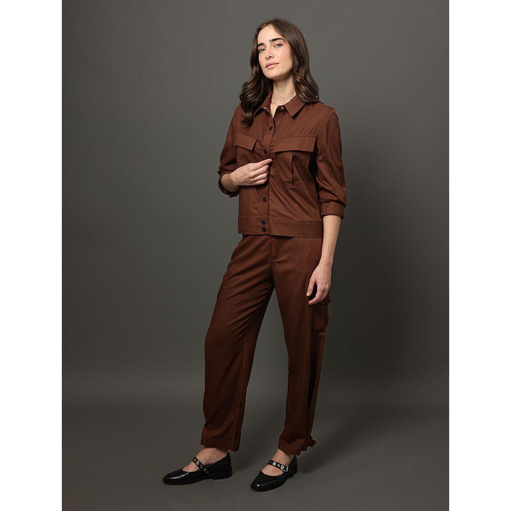 Jaqueta Feminina Meia Argola Calvin Klein Jeans - Marrom - 5