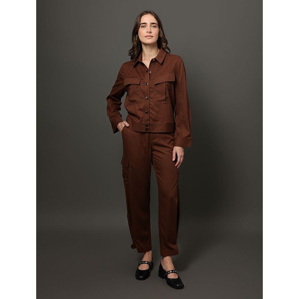 Jaqueta Feminina Meia Argola Calvin Klein Jeans - Marrom - 3