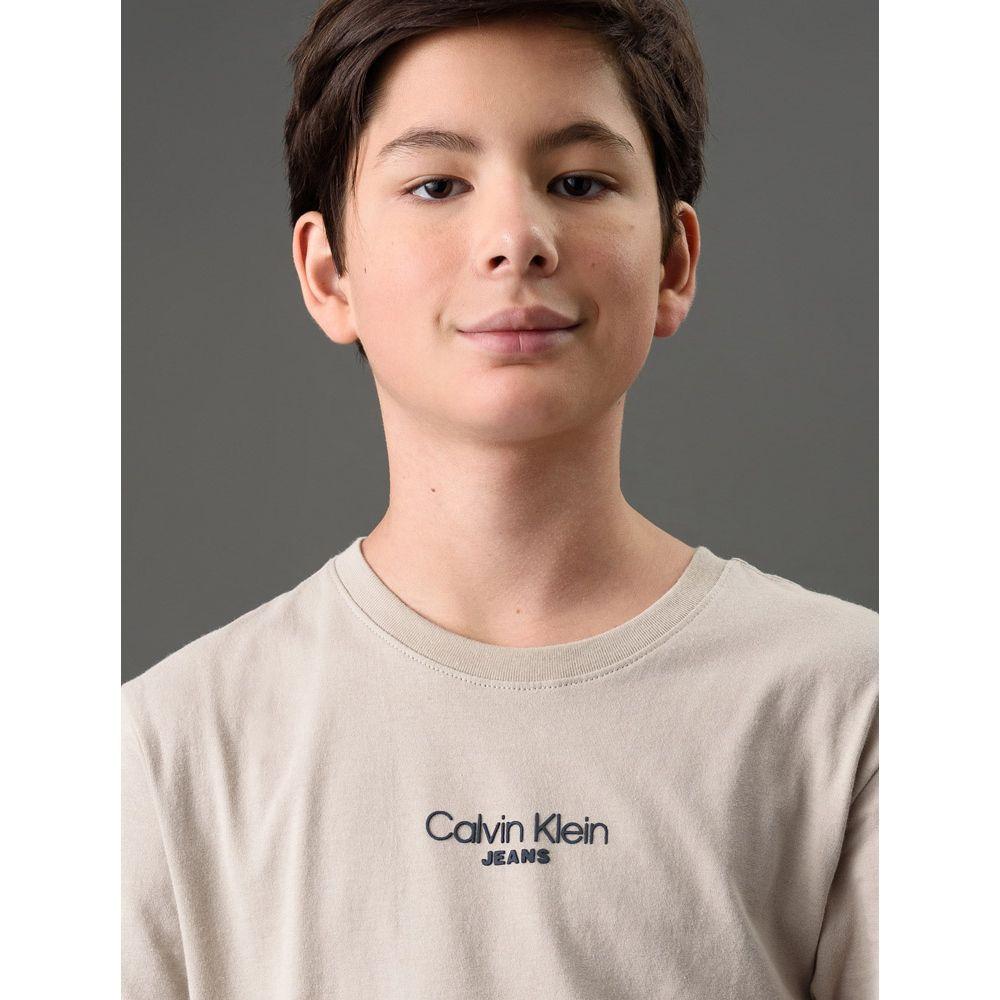 Camiseta Menino Logo Calvin Klein Jeans - Caqui Claro - 4