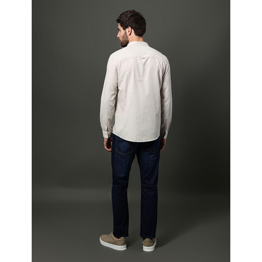 Camisa Masculina Slim Lsitrada Calvin Klein Jeans - Areia - 2