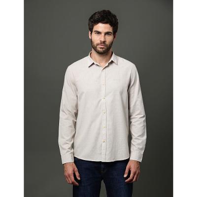 Camisa Masculina Slim Lsitrada Calvin Klein Jeans - Areia