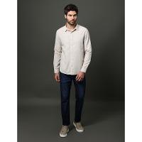Camisa Masculina Slim Lsitrada Calvin Klein Jeans - Areia - 3
