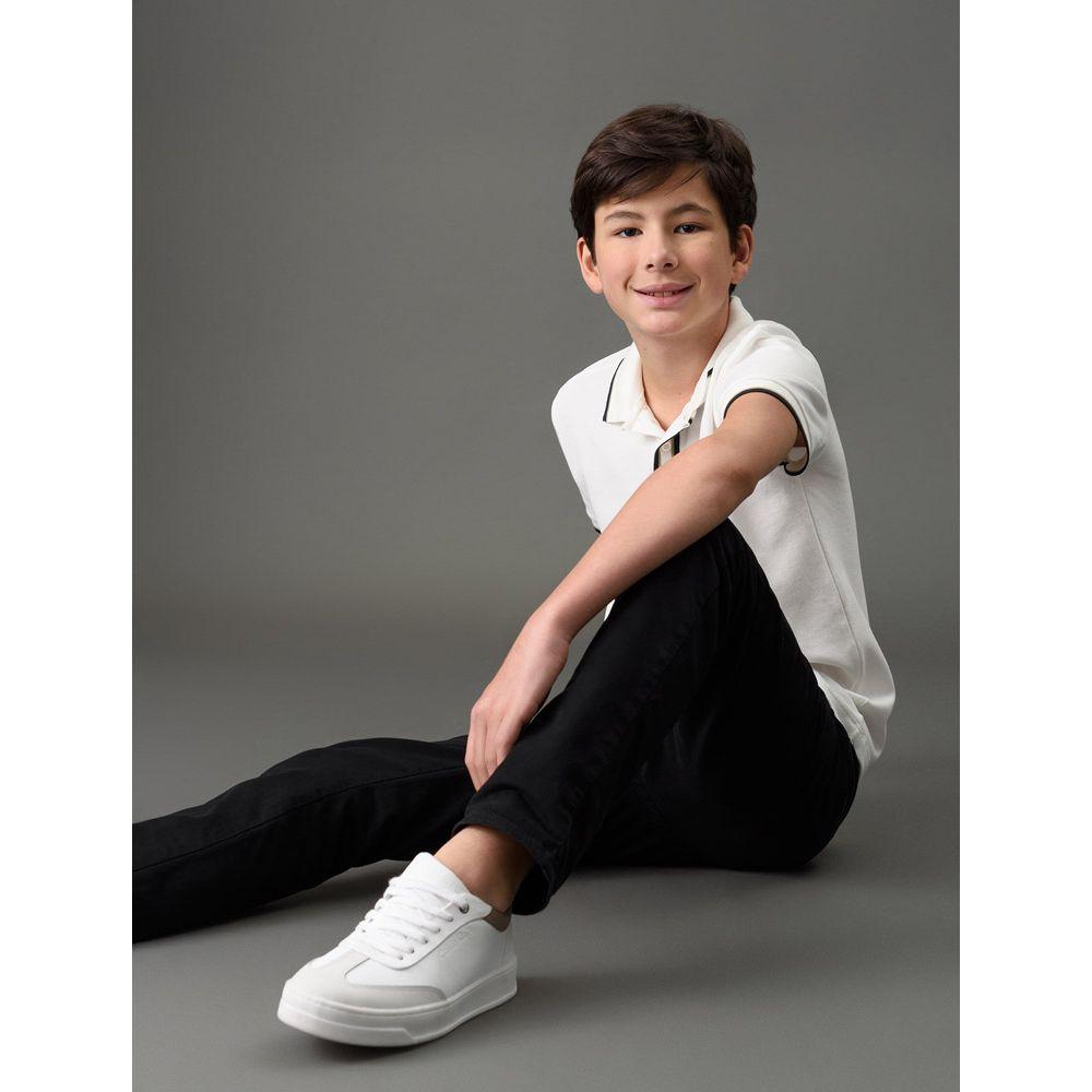 Polo Menino Listras Peitilho Calvin Klein Jeans - Off White - 5