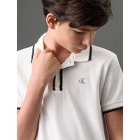 Polo Menino Listras Peitilho Calvin Klein Jeans - Off White