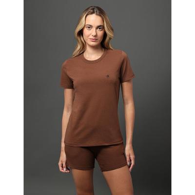 Camiseta Feminina Malha Bordada Calvin Klein Underwear - Marrom
