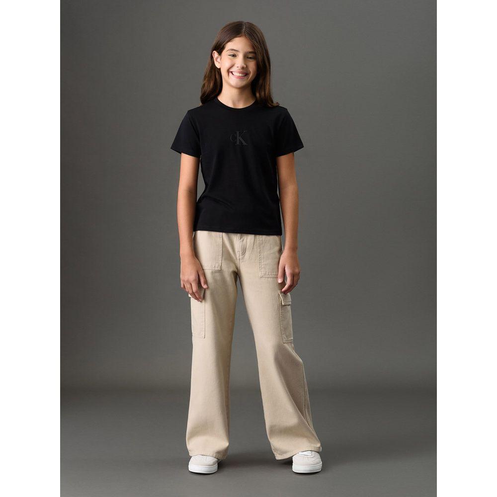 Calça Menina Wide Leg Cargo Calvin Klein Jeans - Caqui Claro - 3