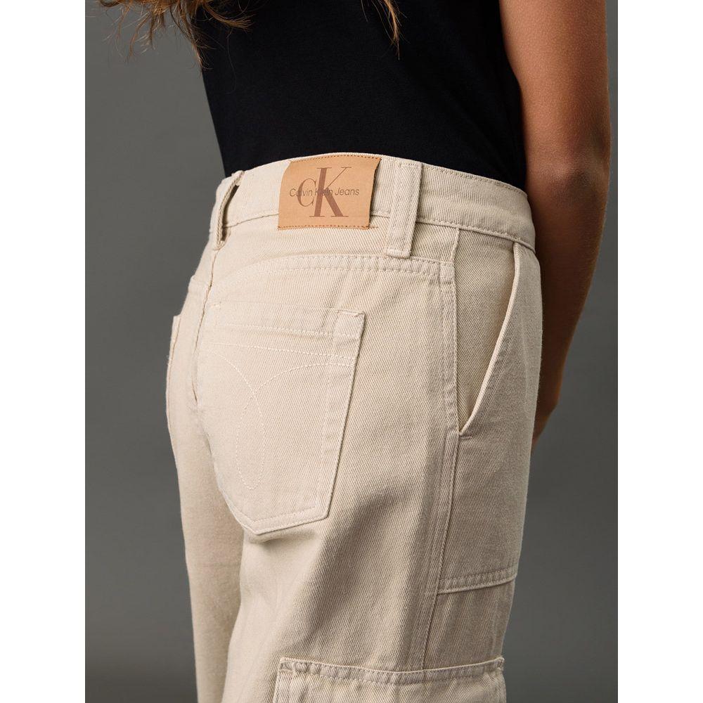 Calça Menina Wide Leg Cargo Calvin Klein Jeans - Caqui Claro - 4