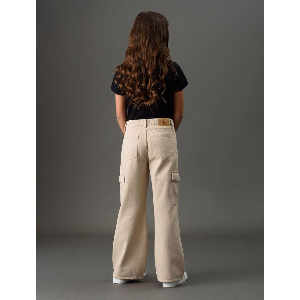 Calça Menina Wide Leg Cargo Calvin Klein Jeans - Caqui Claro - 2