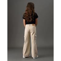 Calça Menina Wide Leg Cargo Calvin Klein Jeans - Caqui Claro - 2