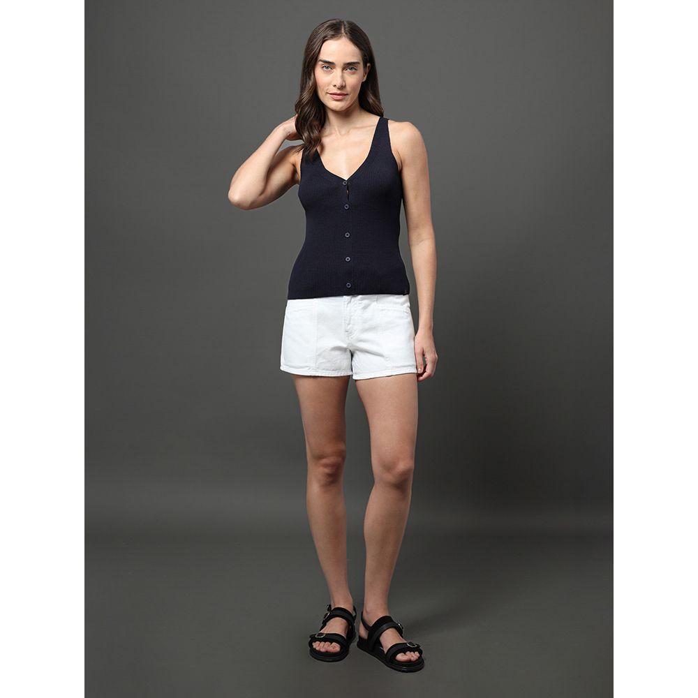 Top Feminino Tricot Canelado Calvin Klein Jeans - Marinho - 3