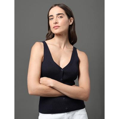 Top Feminino Tricot Canelado Calvin Klein Jeans - Marinho